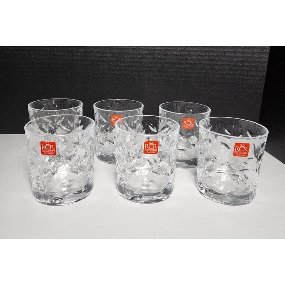 RCR Other - Royal Crystal Rock Laurus Double Old Fashioned Glasses Set of 6 New Old Stock